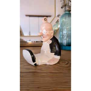 Tirelire en faïence Sarreguemines représentant le Professeur Nimbus