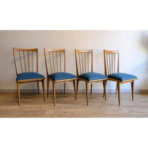 Ensemble de 4 chaises design scandinave – lignes fines années 50/60