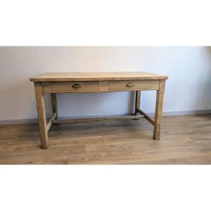 Rustic Farmhouse Table In Solid Cherry With Two Drawers - 140 X 80 Cm
