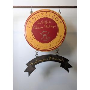 Croustidor Bakery Sign Made Of Double-sided Painted Metal – Folk Art