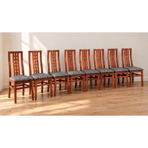 Set Of 8 Vintage Teak Chairs, Mackintosh Style—1970s