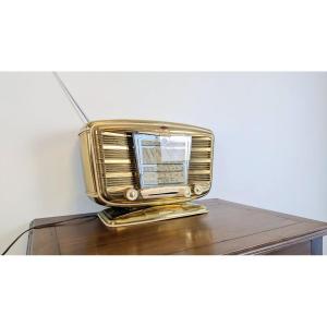 Poste de radio SNR Excelsior 52 – Modèle doré des années 1950 – En état de fonctionnement