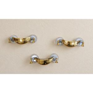 Banci Firenze – Set Of Three Brass And Crystal Wall Sconces – Studio Banci, 1980s