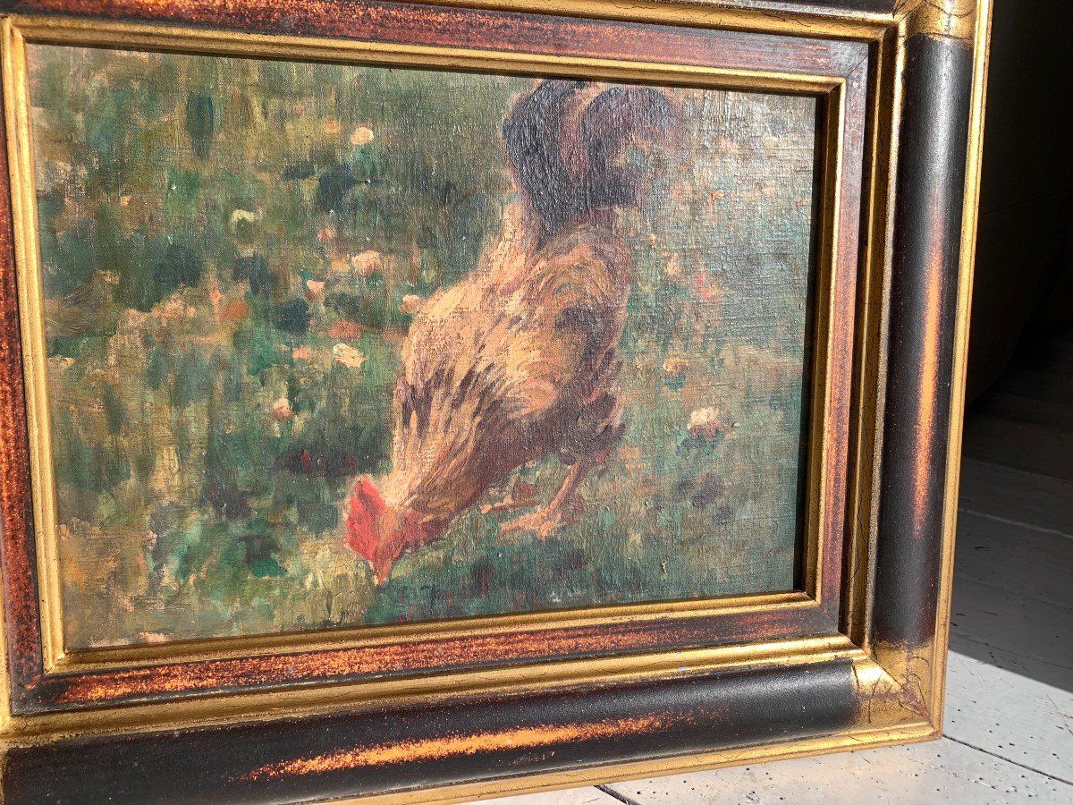 Le Coq French School Of The 19th Century Oil On Canvas 48.5 X 40cm With Frame.-photo-2