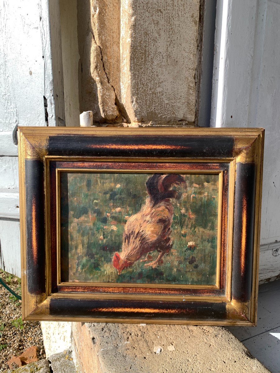 Le Coq French School Of The 19th Century Oil On Canvas 48.5 X 40cm With Frame.-photo-3