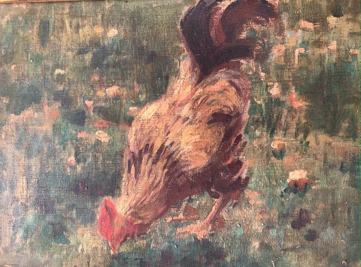 Le Coq French School Of The 19th Century Oil On Canvas 48.5 X 40cm With Frame.