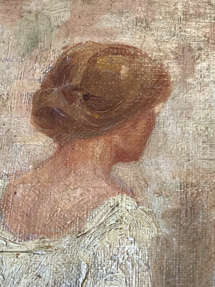 Cécile Van Moé. La Jeune Fille Au Sceau. Hst XIXè-photo-2