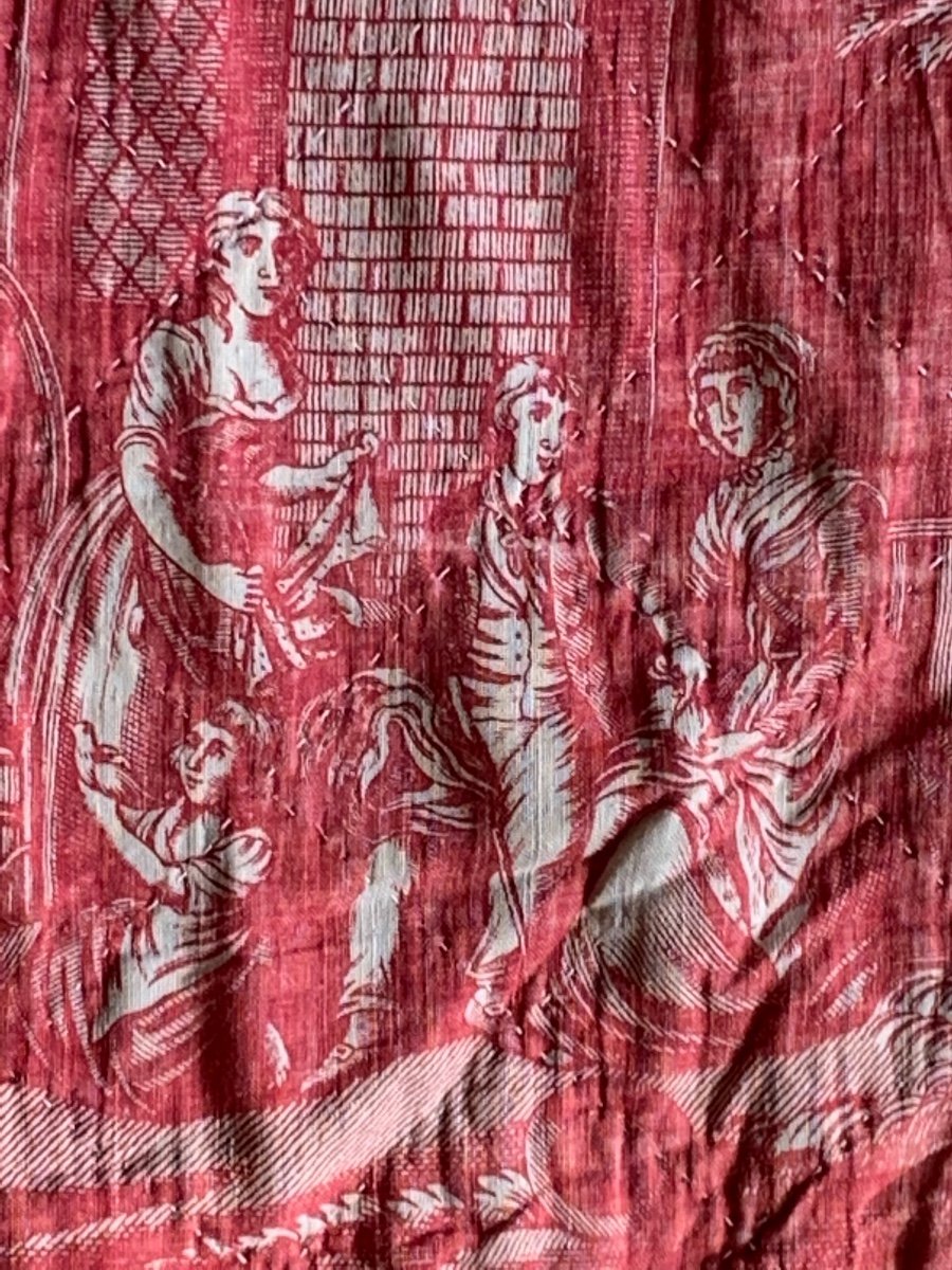 Toile De Beautiran, Printed Cotton Lined Bedspread, Meillier Et Cie Manufacture, Circa 1798-photo-3
