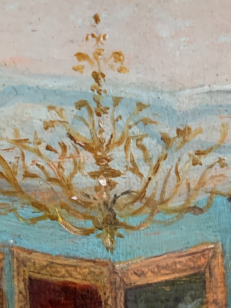Interior Scene. Oil On Panel-photo-5