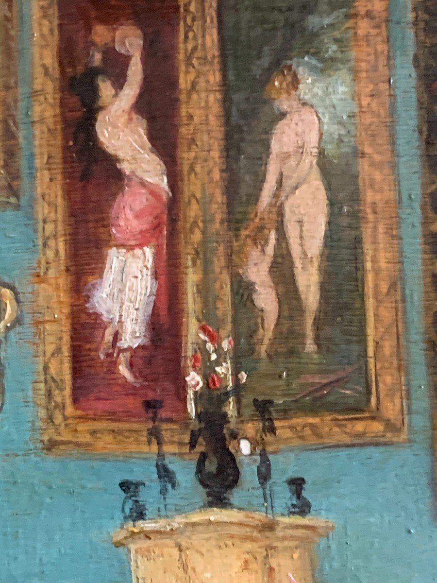 Interior Scene. Oil On Panel-photo-6