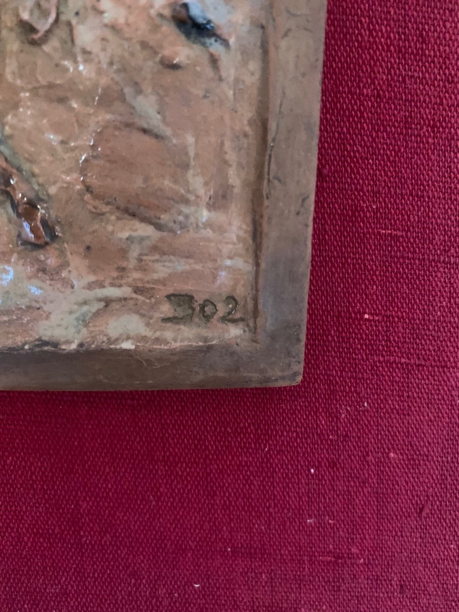 Enameled Terracotta Plaque Depicting A Bullfight Scene.-photo-2