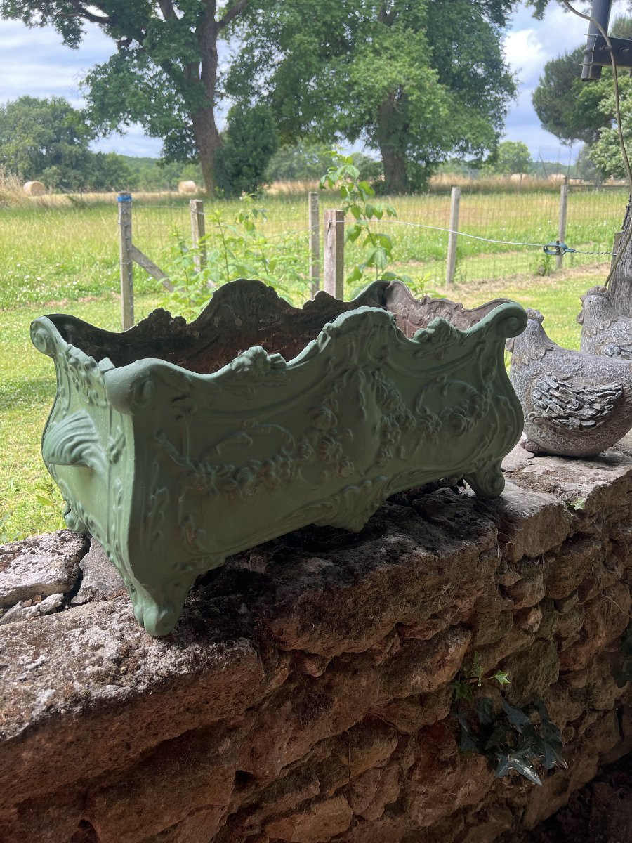 Belle Jardinière En Fonte De Style Louis XV, Fin Du XIXe Siècle. 70 Cm X 34cm-photo-4