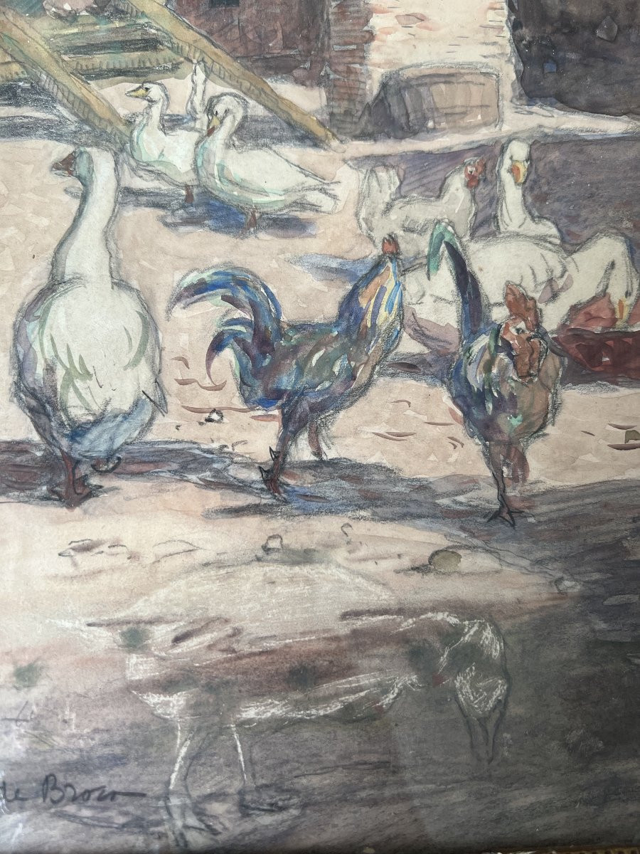 Le Poulailler. A De Brou. 1926. Aquarelle Et Crayon.-photo-3