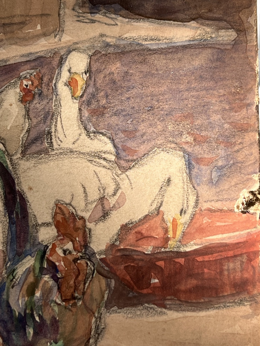 Le Poulailler. A De Brou. 1926. Aquarelle Et Crayon.-photo-2
