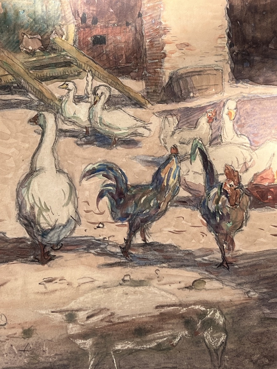 Le Poulailler. A De Brou. 1926. Aquarelle Et Crayon.-photo-6