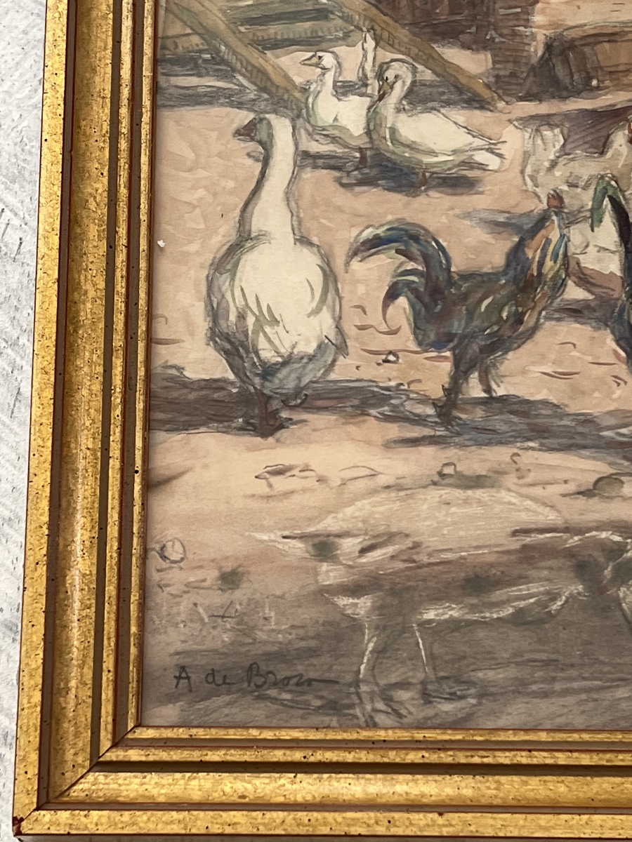 Le Poulailler. A De Brou. 1926. Aquarelle Et Crayon.-photo-7