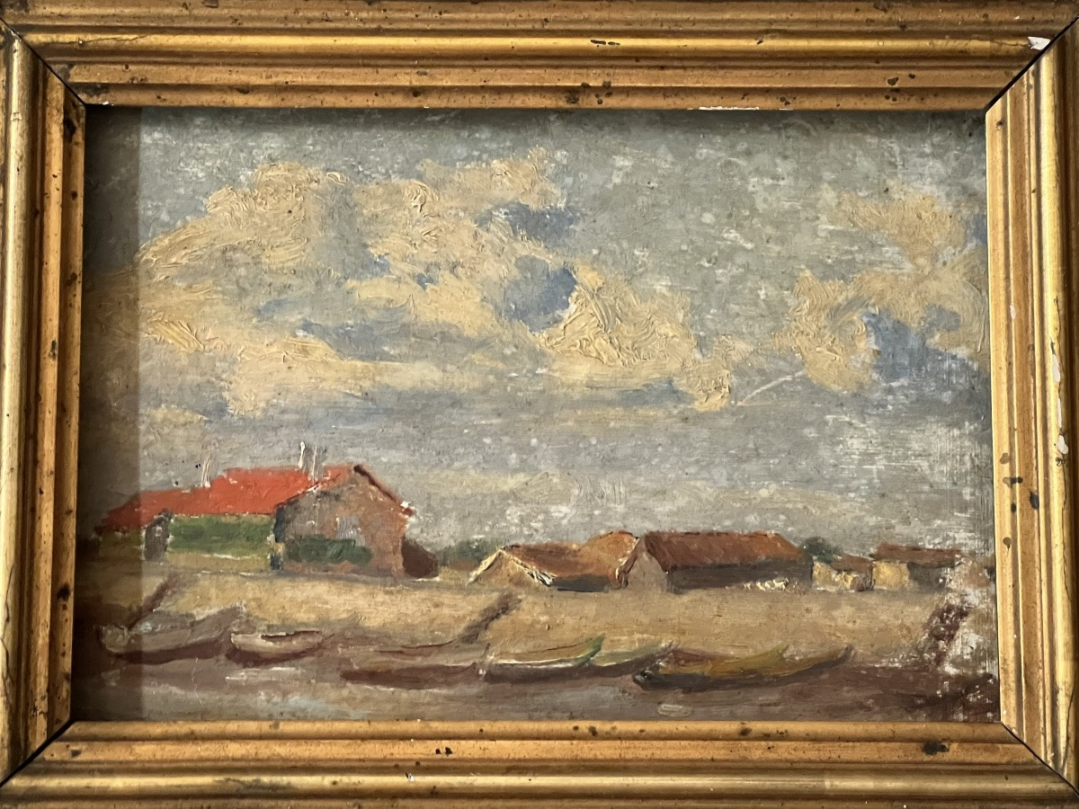 Louis Marius Gueit. The Port Of Taussat Around 1920.-photo-2