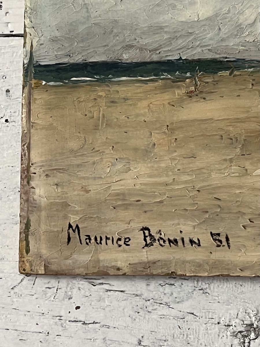 Maurice Bonin. Seaside 1951. Oil On Panel 35 X 27cm-photo-4