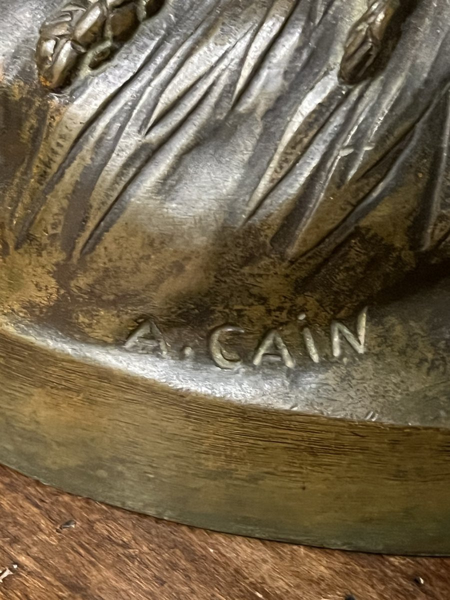 Auguste Nicolas Cain (1821-1894) The Awakening. Large Patinated Bronze, Signed, 60cm High-photo-3