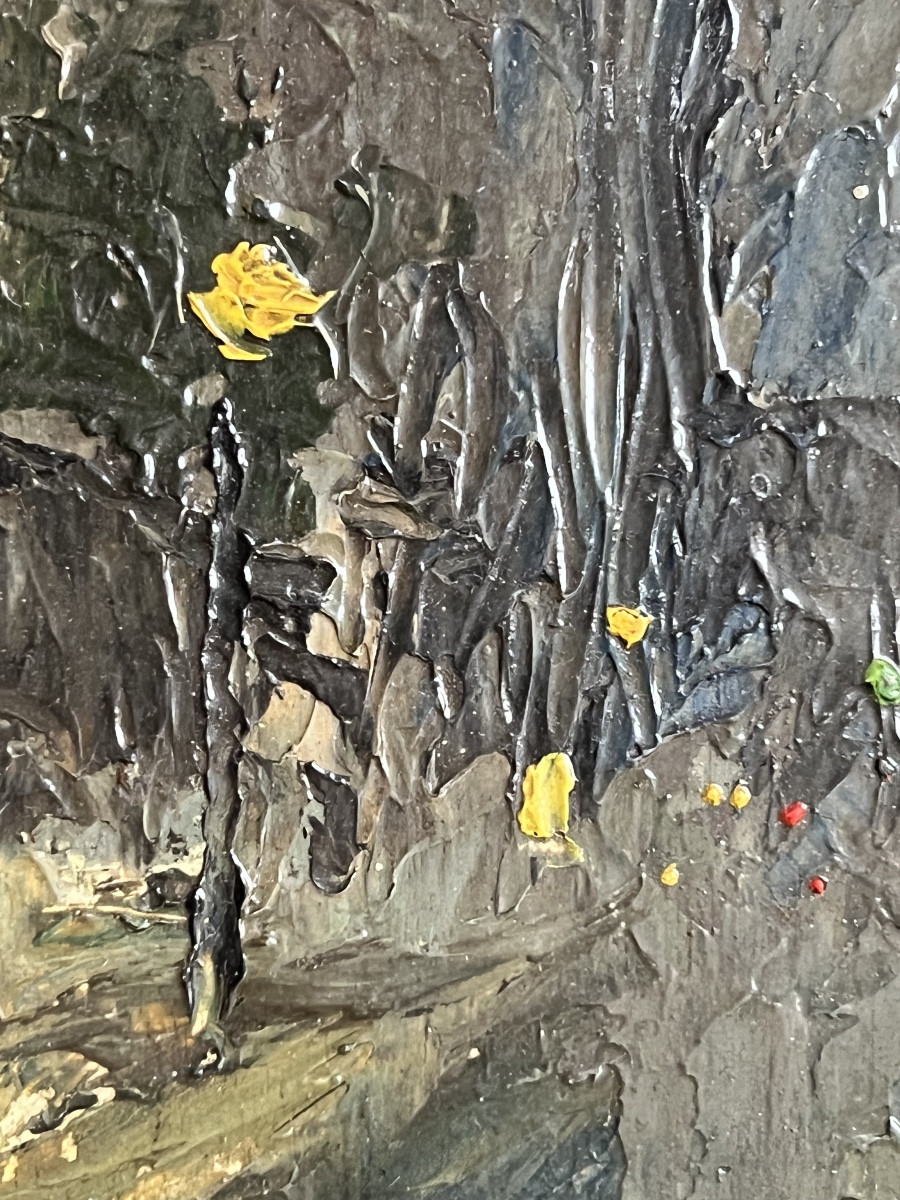 Georges Brahem, Avenue De Verdun, Evening. Caudéran. 1955. Oil On Panel, 21 X 28 Cm-photo-4
