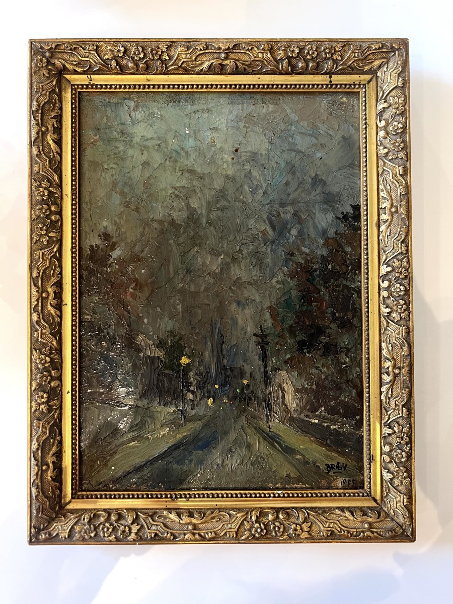Georges Brahem, Avenue De Verdun, Evening. Caudéran. 1955. Oil On Panel, 21 X 28 Cm-photo-2