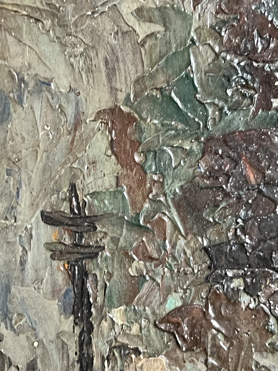 Georges Brahem, Avenue De Verdun, Evening. Caudéran. 1955. Oil On Panel, 21 X 28 Cm-photo-2