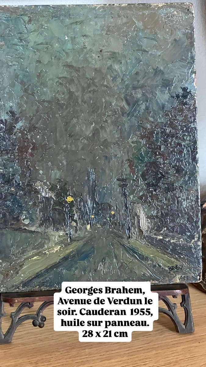 Georges Brahem, Avenue De Verdun, Evening. Caudéran. 1955. Oil On Panel, 21 X 28 Cm-photo-4