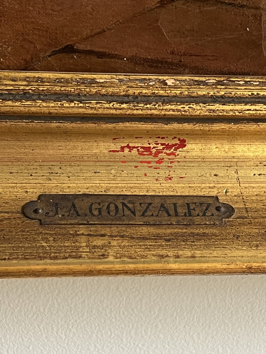 Juan Antonio Gonzales 1842-1914. Le petit toréador 1874.Huile sur toile 58 x 47 cm.-photo-4