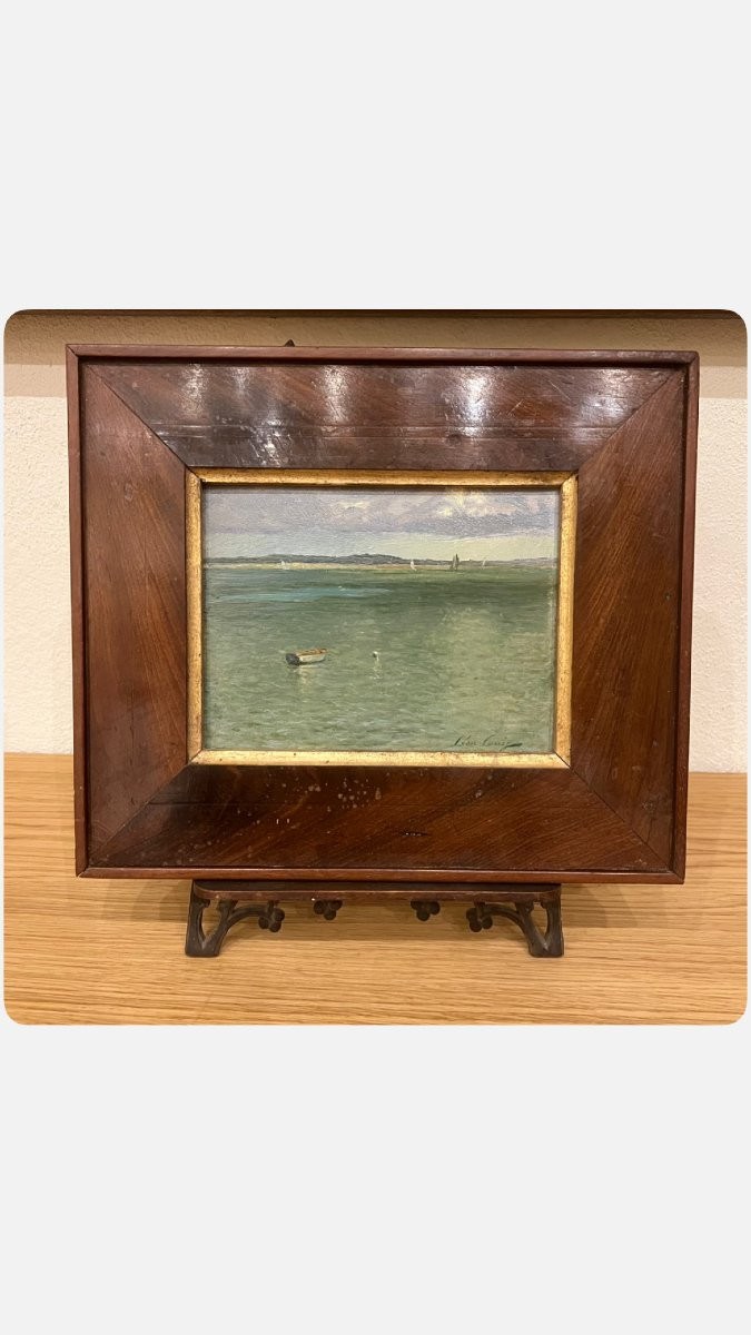 Arcachon. Petite huile sur panneau 18 x 13.7cm hors cadre. Signature à déchiffrer -photo-2