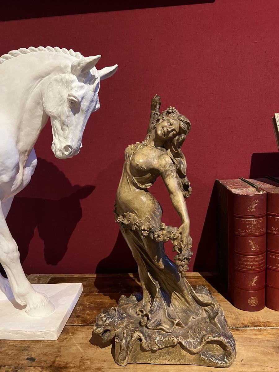 LaBacchante. Amélie Colombier. Plâtre Art Nouveau 60cm de ht-photo-4