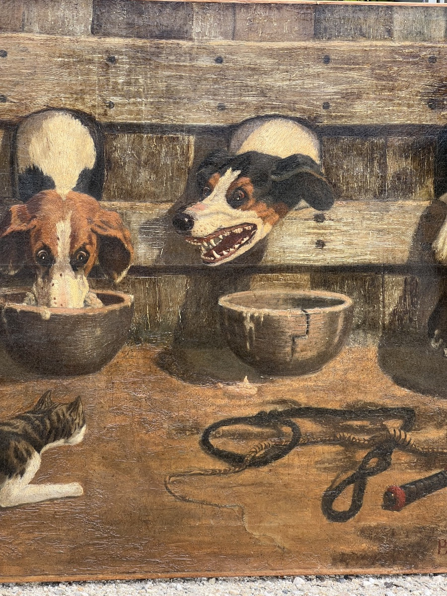 Paul GUERUZEZ. La soupe au chenil. Hst170x90 cm-photo-2