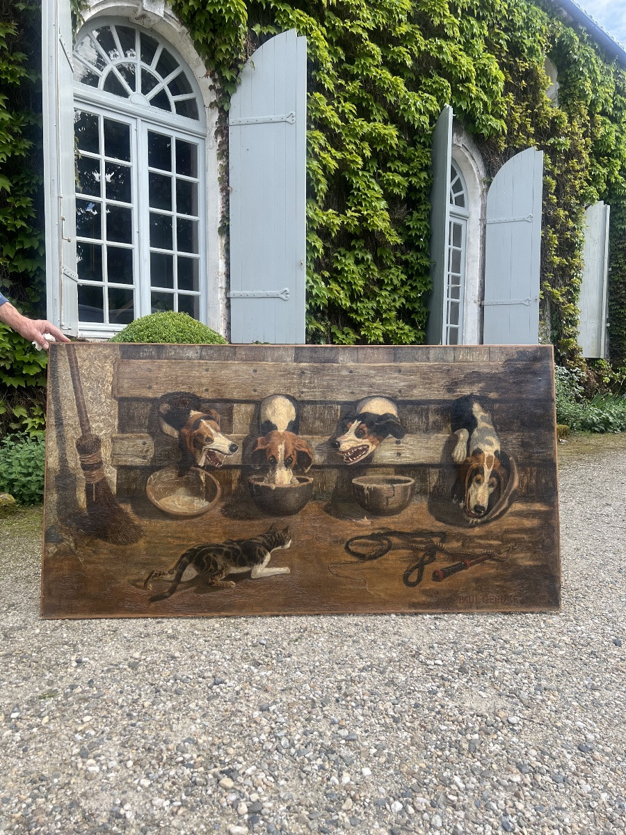 Paul GUERUZEZ. La soupe au chenil. Hst170x90 cm-photo-4
