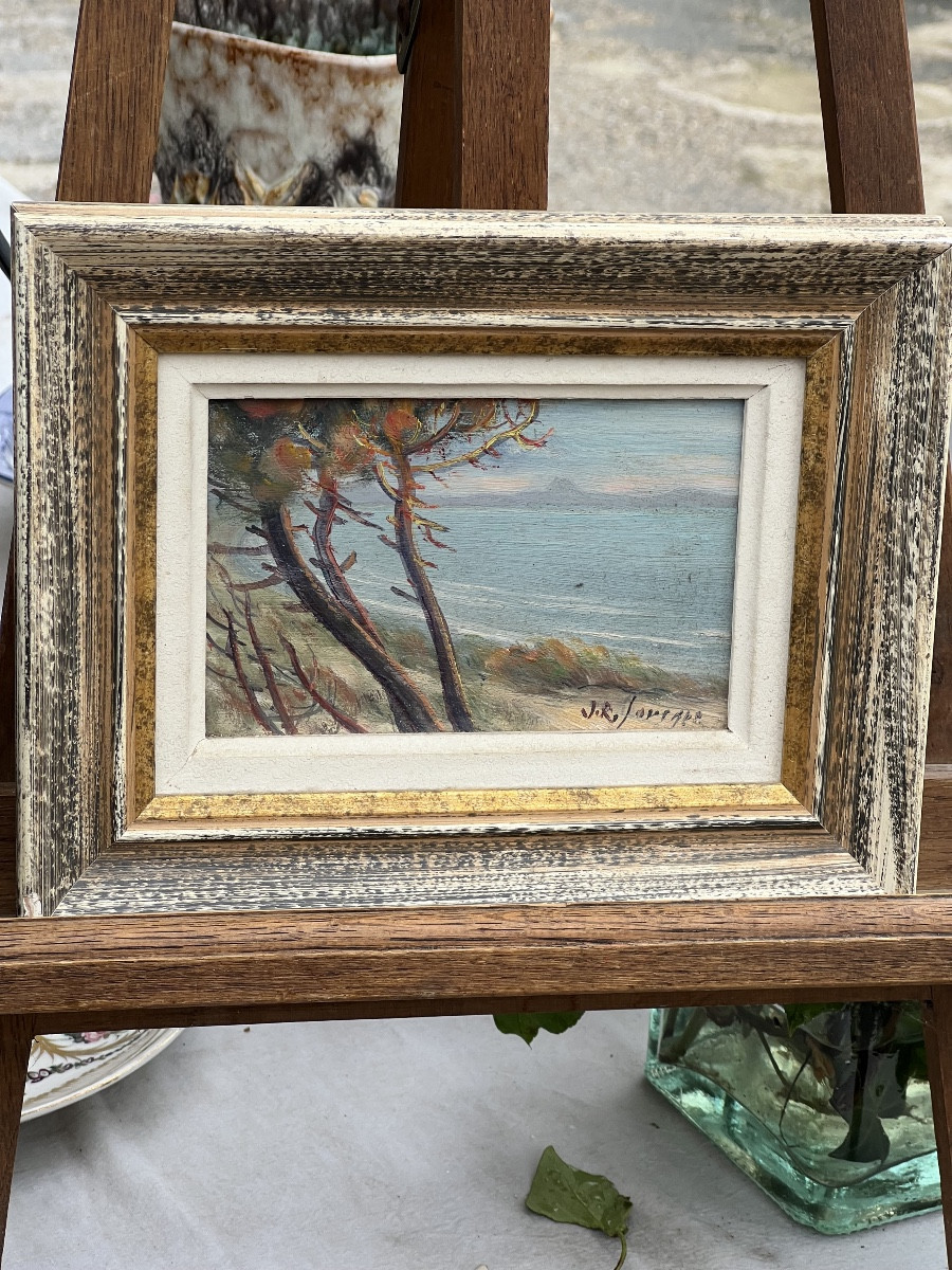 Jean René Sourgen Pines By The Sea. Oil On Panel. 10 X 15.5cm.