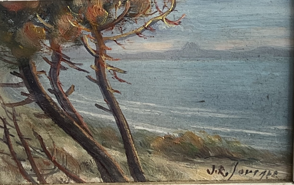 Jean Roger SOURGEN Les pins en bord de mer. Huile sur panneau. 10 x 15.5cm. 