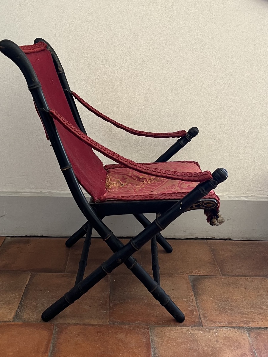 Chaise pliante et repose pied Napoléon III. -photo-2