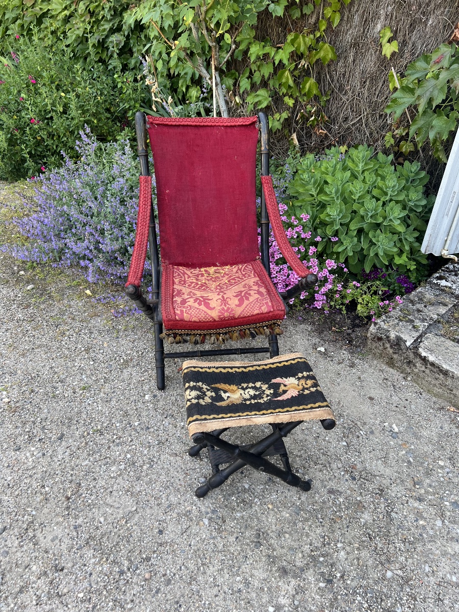 Chaise pliante et repose pied Napoléon III. -photo-4
