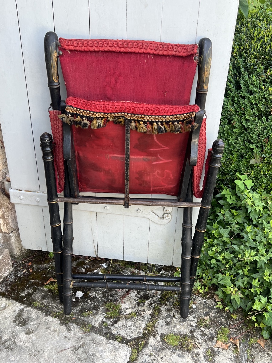 Chaise pliante et repose pied Napoléon III. -photo-1