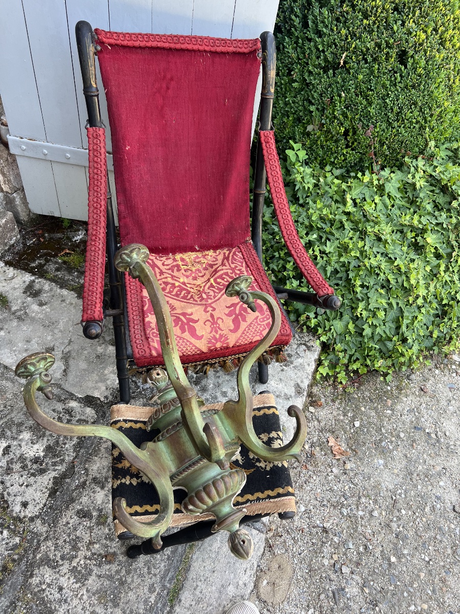 Chaise pliante et repose pied Napoléon III. -photo-3