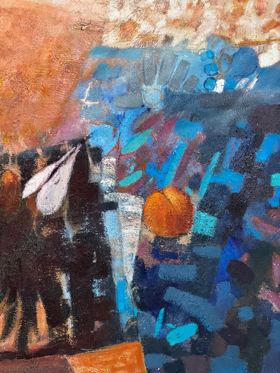 La coupe de fruits. Grande huile sur panneau.130 x 90cm. ANGE TOMASELLI-photo-4