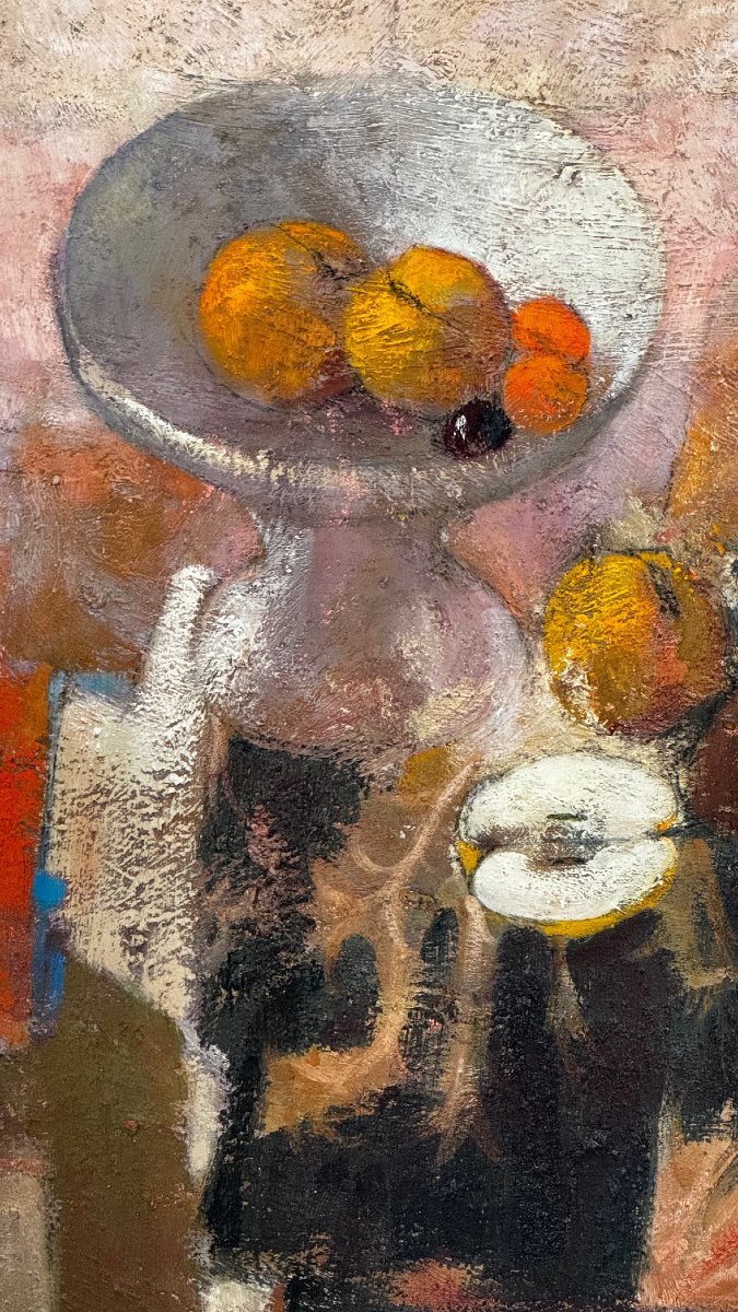 La coupe de fruits. Grande huile sur panneau.130 x 90cm. ANGE TOMASELLI-photo-5
