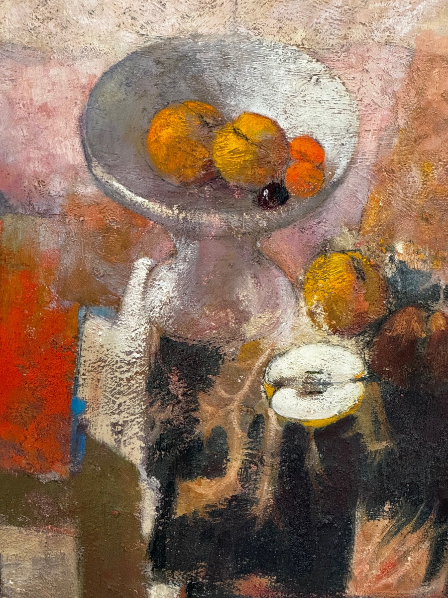 La coupe de fruits. Grande huile sur panneau.130 x 90cm. ANGE TOMASELLI-photo-1