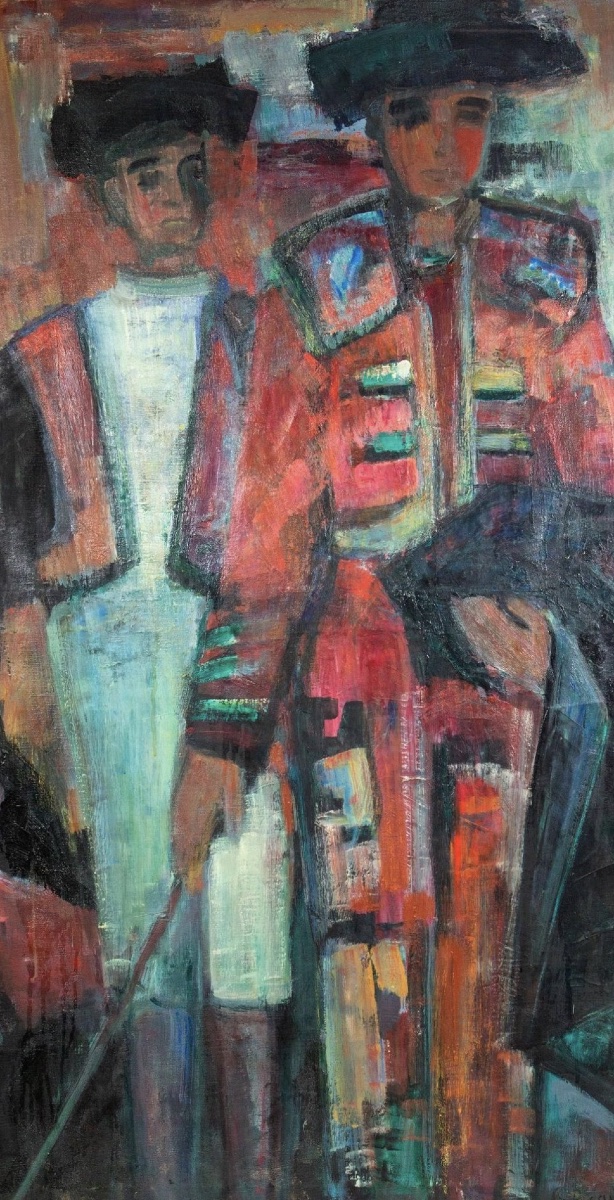 Geneviève Acquere (1901–1981), *the Toreador And His Peón*. Oil On Canvas, 130 X 80 Cm.