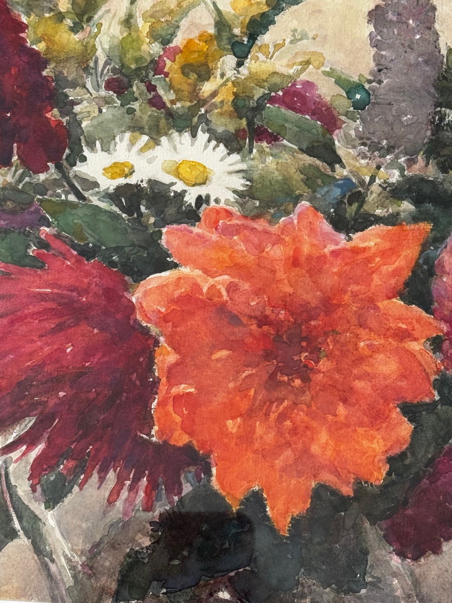 Jacques Schultz - Dal. 1894–1964 Bouquet Of Flowers Watercolor-photo-4