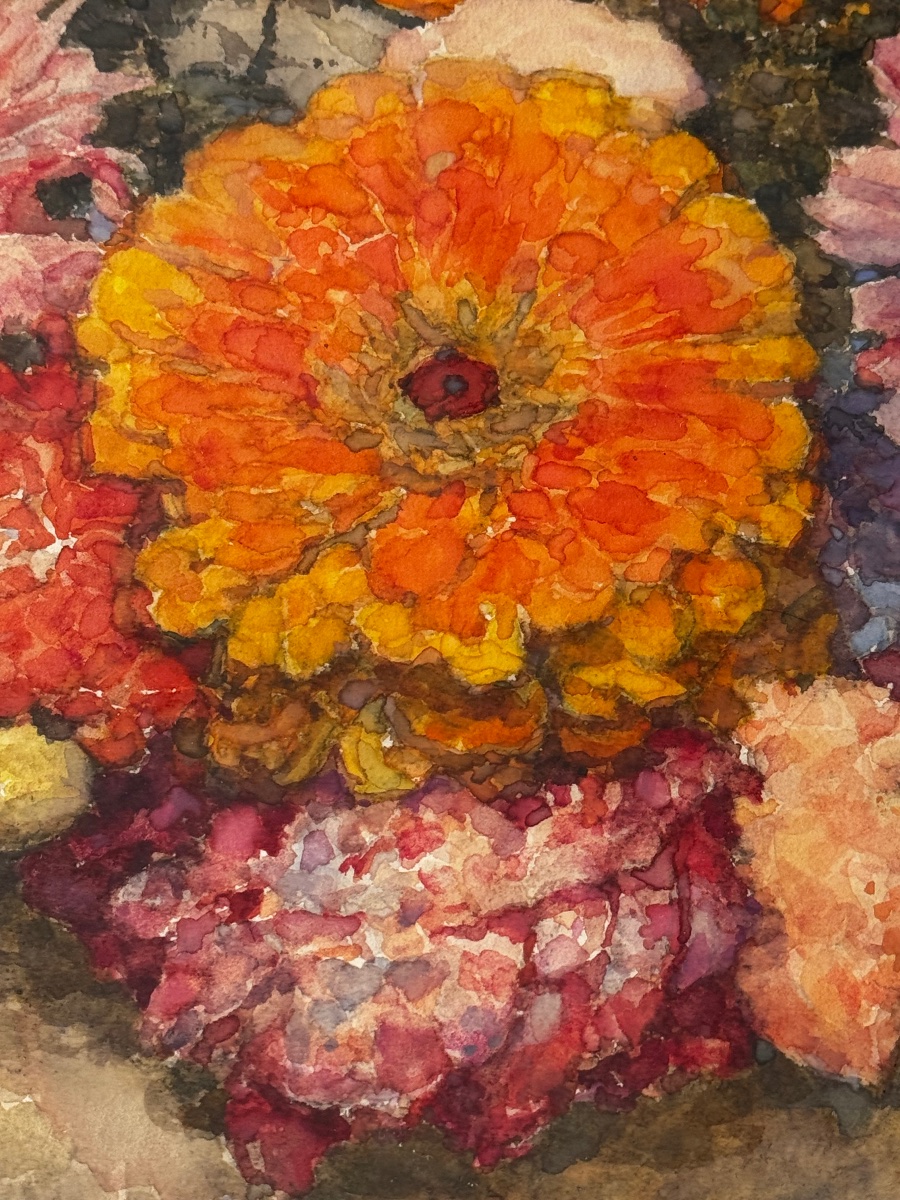 Jacques Schultz - Dal. 1894–1964 Bouquet Of Flowers Watercolor-photo-1
