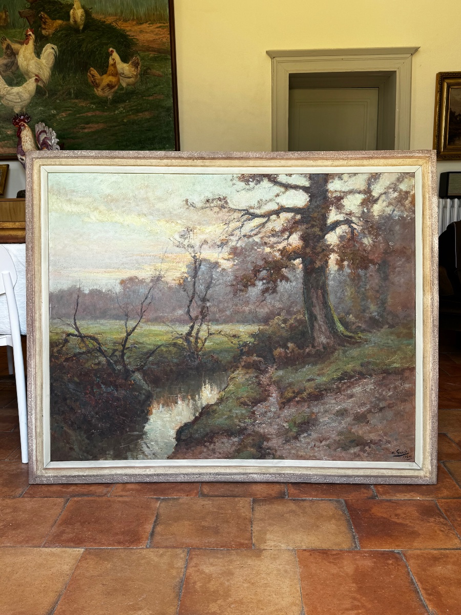 Louis Marius Gueit. The Oak By The Stream. Large Oil On Panel, Measuring 95.5 X 120 Cm (excludi-photo-5