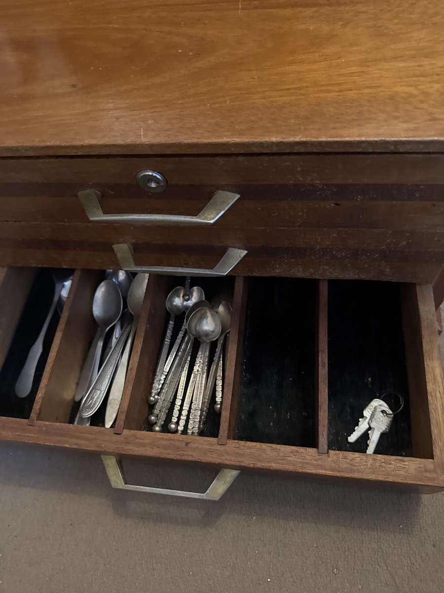 Ménagère alfenide/ christofle ,art deco 58 pièces dans son coffret -photo-7