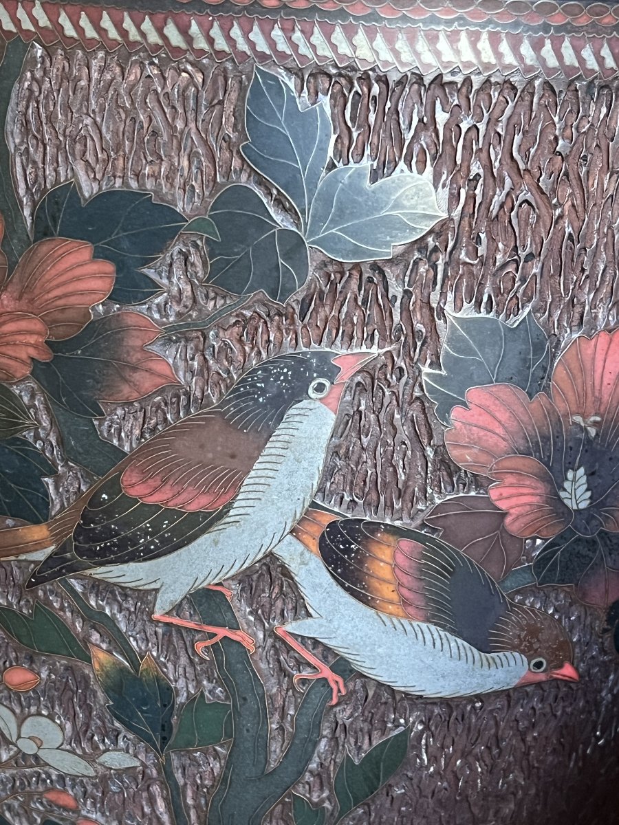 Cache pot TOTAI SHIPPO.Japon XIXè Cloisonné sur céramique -photo-2