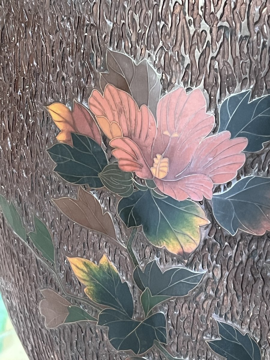 Cache pot TOTAI SHIPPO.Japon XIXè Cloisonné sur céramique -photo-2