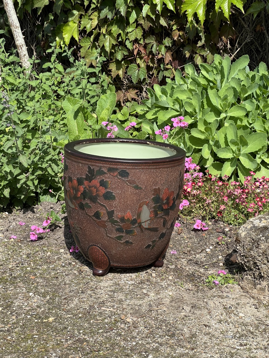 Cache pot TOTAI SHIPPO.Japon XIXè Cloisonné sur céramique 