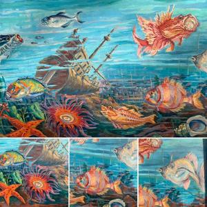 Forcioli. Marine Fund Large Painting 110x 65cm